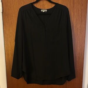 Pleione Black V-Neck Blouse
